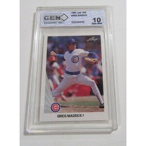 1990 Leaf Greg Maddux Gem Grading Inc 10 GEM MINT Baseball Card #25 Cubs